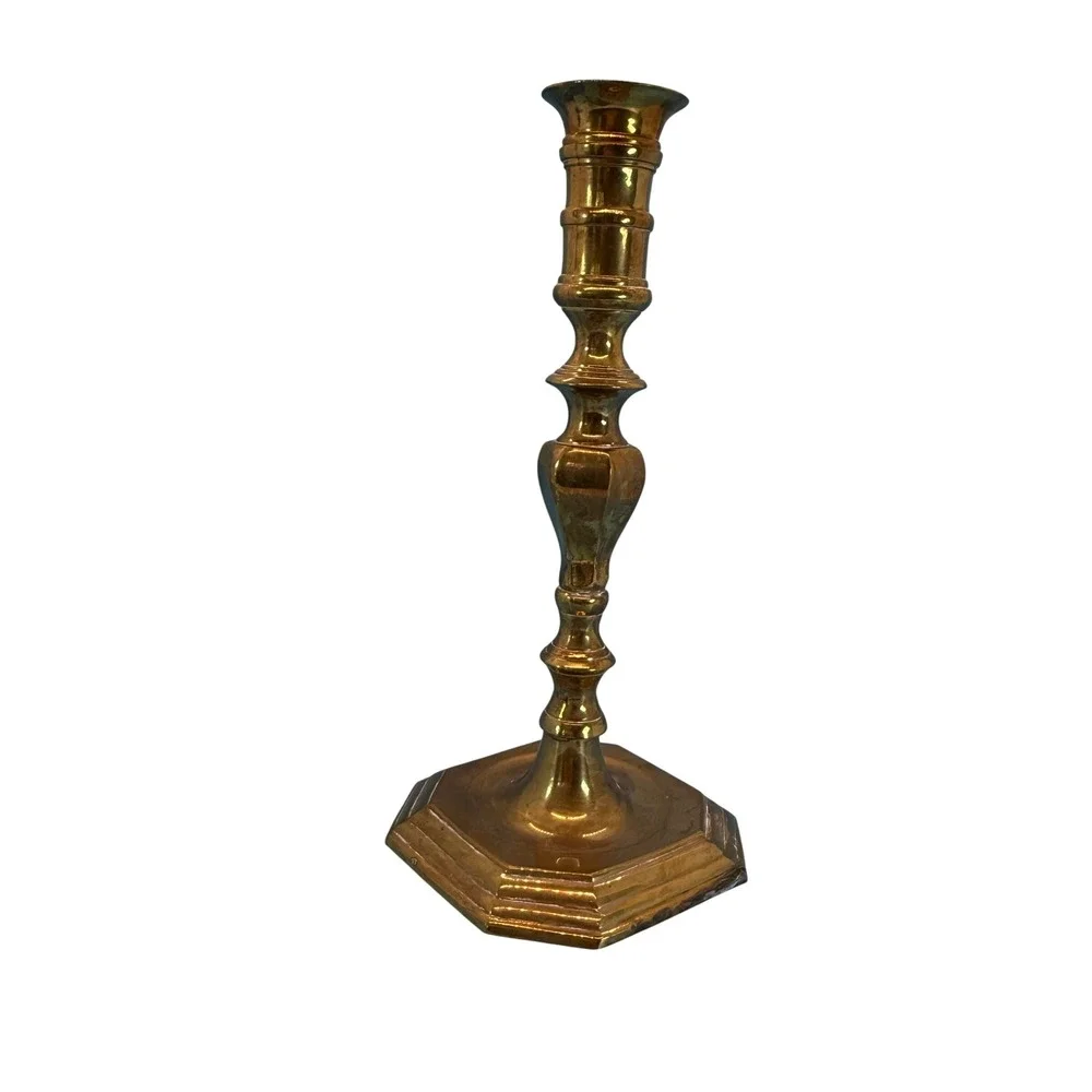 VTG Brass Candlestick Holder Taper Gold Hexagon Base‎ Traditional 8 in